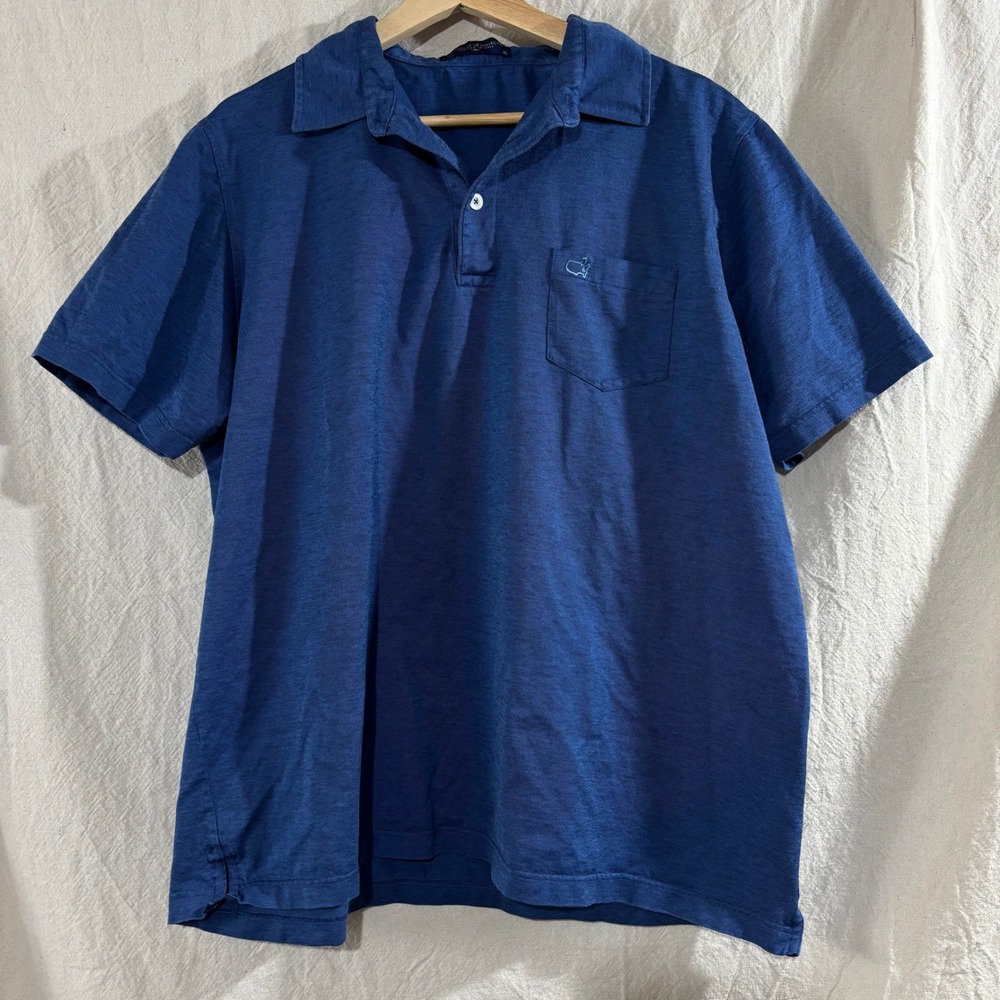 Masters Clubhouse Collection Golf Polo Shirt Mens XL Blue Cotton Made in Italy